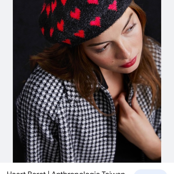 Anthropologie black and red heart beret hat new without tags one size - Picture 4 of 5